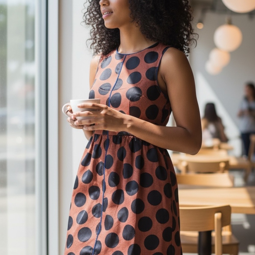 Anthropologie Maeve Chic Sleeveless Polka Dot Midi‎ Dress